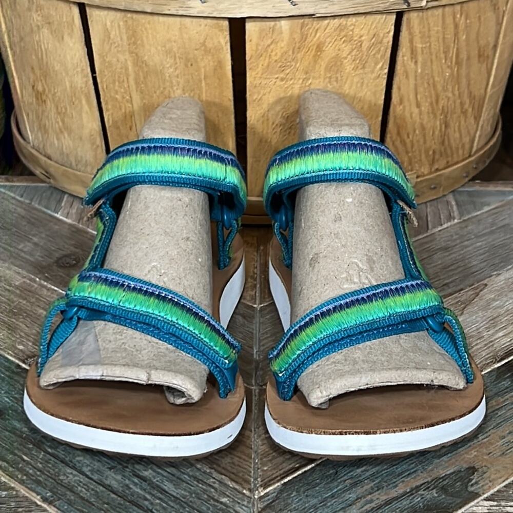 Teva Original Universal Blue Green Ombré Stripe Adjustable Sandals Womens Size 9 - Picture 4 of 12